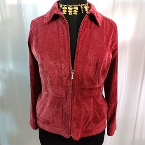 Christopher & Banks Maroon Red Corduroy Jacket, Size: L